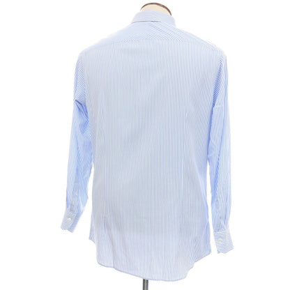 【中古】カミチャニスタ CAMICIANISTA コットン ストライプ セミワイドカラー ドレスシャツ ブルーxホワイト【サイズ42】【 状態ランクB 】【 メンズ 】