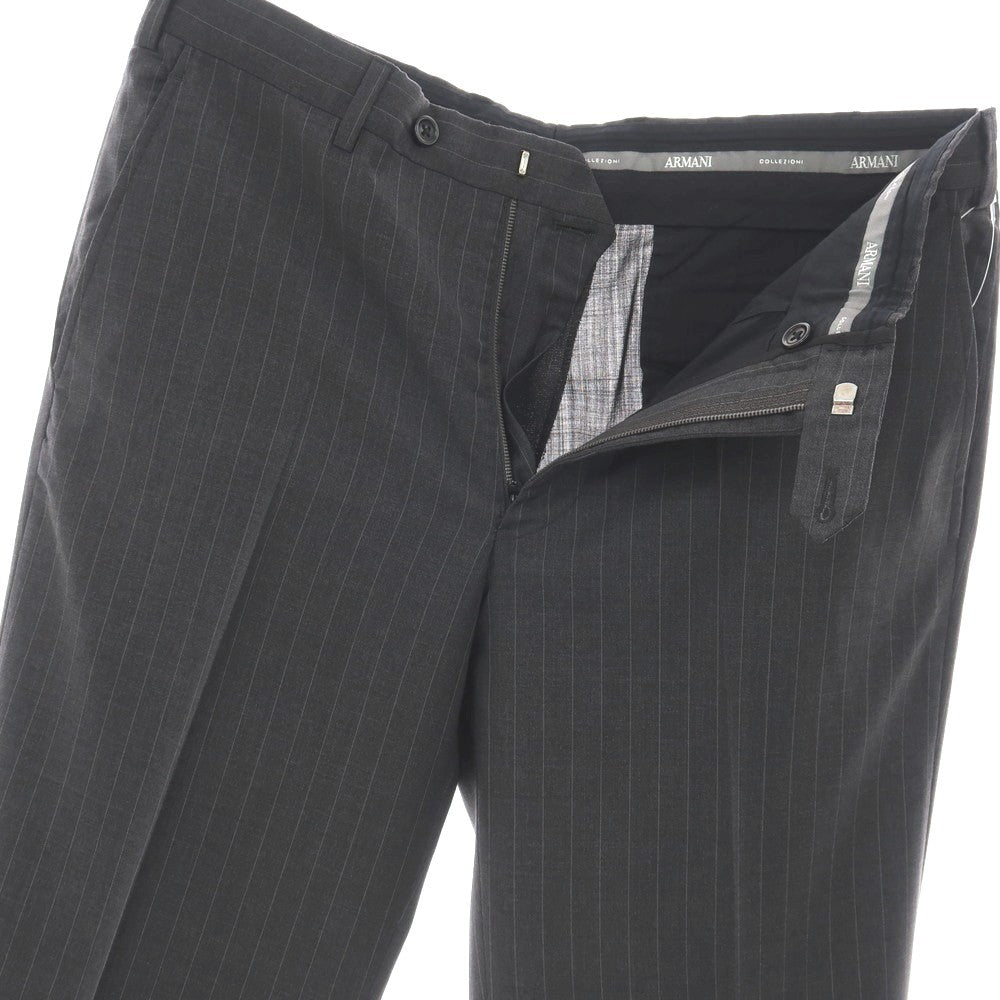 【中古】アルマーニ コレッツォーニ ARMANI COLLEZIONI ウール ピンストライプ ドレススラックスパンツ グレーxホワイト【サイズ50】【 状態ランクC 】【 メンズ 】