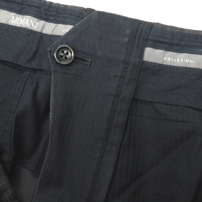 【中古】アルマーニ コレッツォーニ ARMANI COLLEZIONI ウール ピンストライプ ドレススラックスパンツ グレーxホワイト【サイズ50】【 状態ランクC 】【 メンズ 】