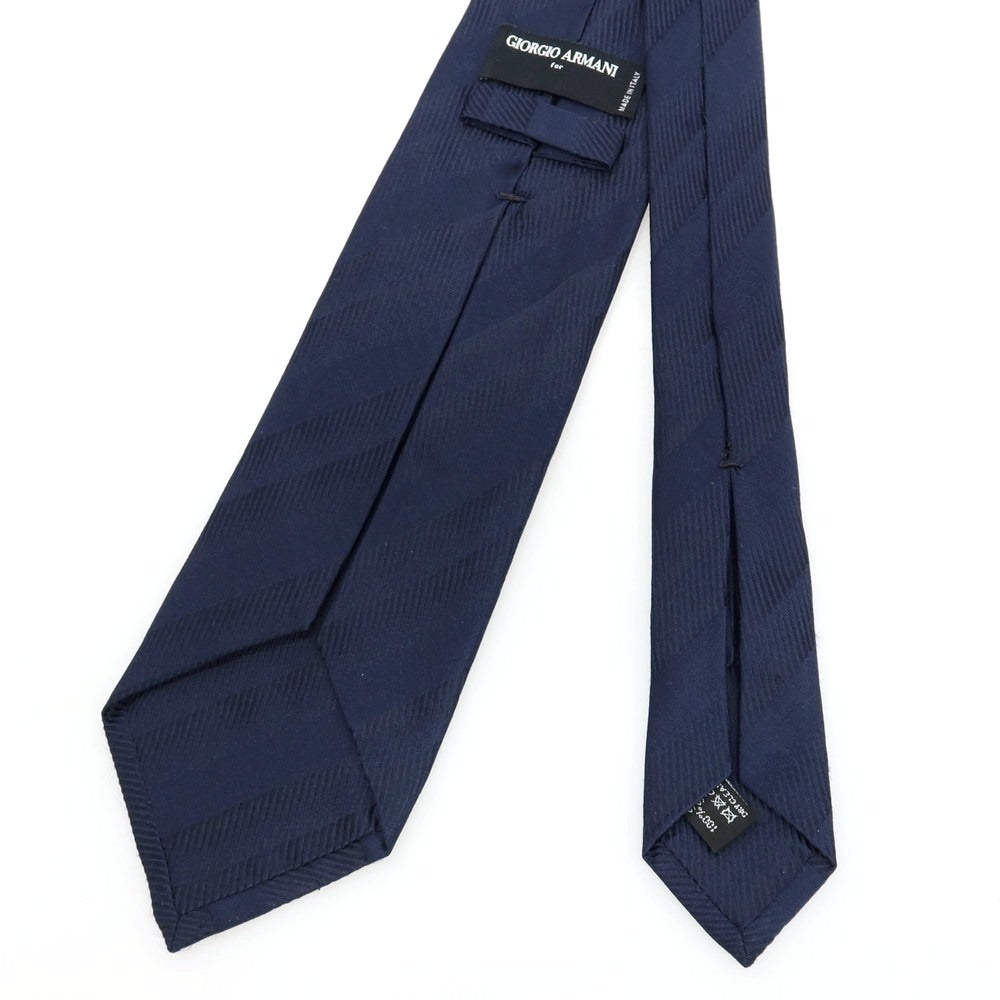 【中古】ジョルジオアルマーニ GIORGIO ARMANI シルク ストライプ柄ネクタイ ネイビー【 状態ランクC 】【 メンズ 】