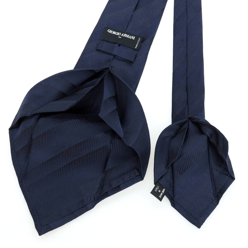 【中古】ジョルジオアルマーニ GIORGIO ARMANI シルク ストライプ柄ネクタイ ネイビー【 状態ランクC 】【 メンズ 】