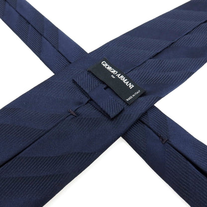 【中古】ジョルジオアルマーニ GIORGIO ARMANI シルク ストライプ柄ネクタイ ネイビー【 状態ランクC 】【 メンズ 】