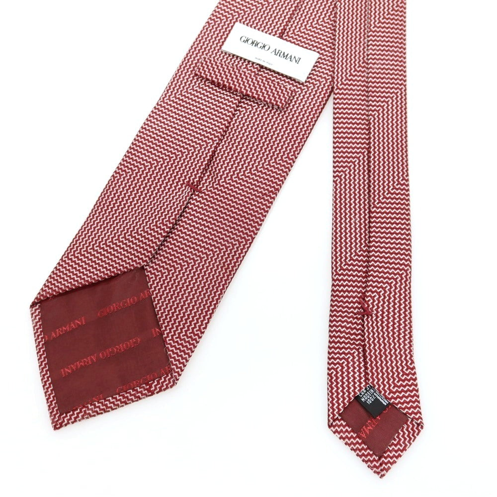 【中古】ジョルジオアルマーニ GIORGIO ARMANI シルク ネクタイ レッドxホワイト【 状態ランクC 】【 メンズ 】