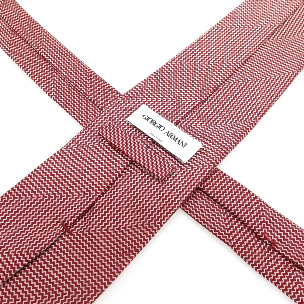 【中古】ジョルジオアルマーニ GIORGIO ARMANI シルク ネクタイ レッドxホワイト【 状態ランクC 】【 メンズ 】