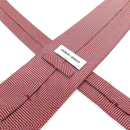 【中古】ジョルジオアルマーニ GIORGIO ARMANI シルク ネクタイ レッドxホワイト【 状態ランクC 】【 メンズ 】
