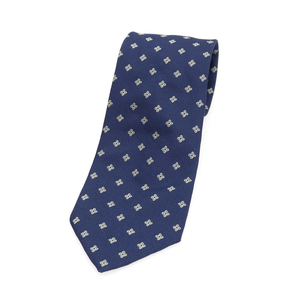 【中古】ジョルジオアルマーニ GIORGIO ARMANI シルク 小紋柄ネクタイ ネイビーxライトグリーン【 状態ランクB 】【 メンズ 】