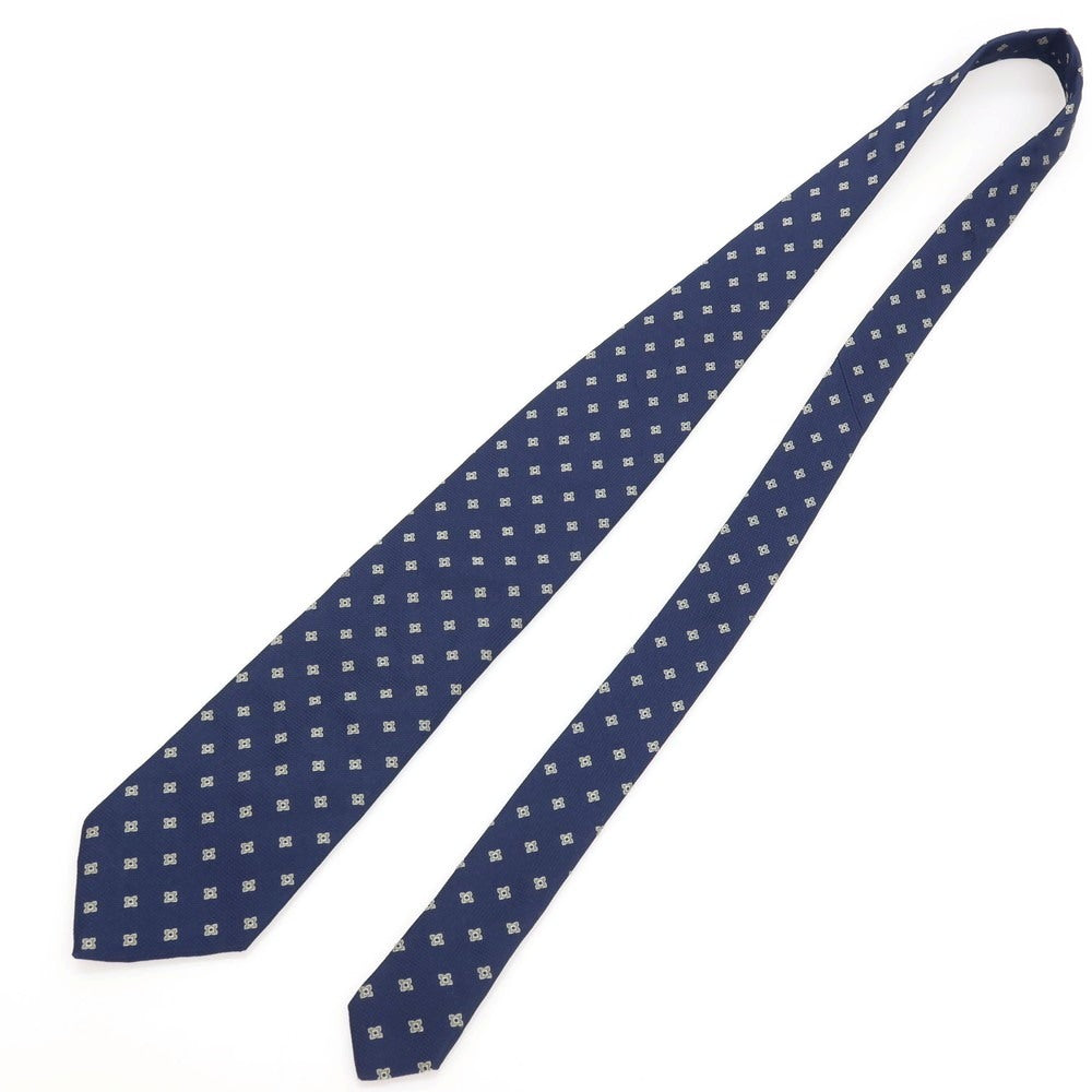 【中古】ジョルジオアルマーニ GIORGIO ARMANI シルク 小紋柄ネクタイ ネイビーxライトグリーン【 状態ランクB 】【 メンズ 】