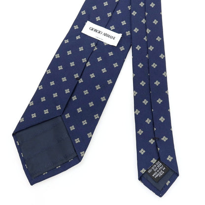 【中古】ジョルジオアルマーニ GIORGIO ARMANI シルク 小紋柄ネクタイ ネイビーxライトグリーン【 状態ランクB 】【 メンズ 】