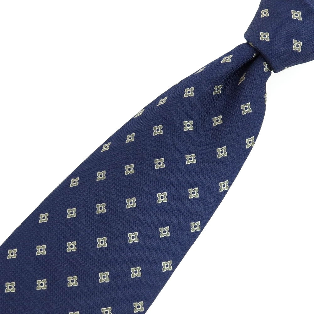 【中古】ジョルジオアルマーニ GIORGIO ARMANI シルク 小紋柄ネクタイ ネイビーxライトグリーン【 状態ランクB 】【 メンズ 】