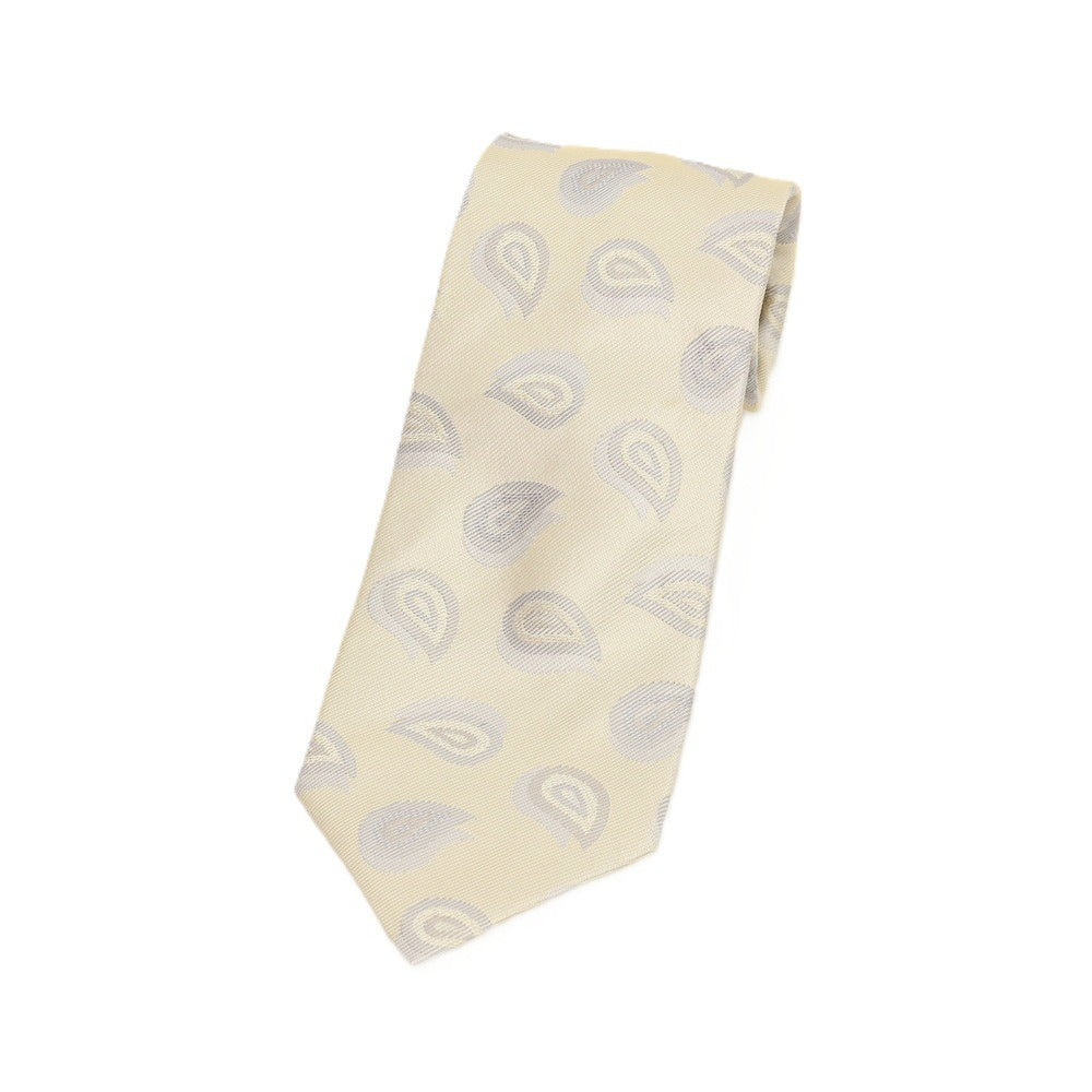 【中古】ジョルジオアルマーニ GIORGIO ARMANI シルク ペイズリー柄ネクタイ ベージュxグレー【 状態ランクC 】【 メンズ 】