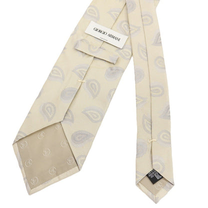 【中古】ジョルジオアルマーニ GIORGIO ARMANI シルク ペイズリー柄ネクタイ ベージュxグレー【 状態ランクC 】【 メンズ 】