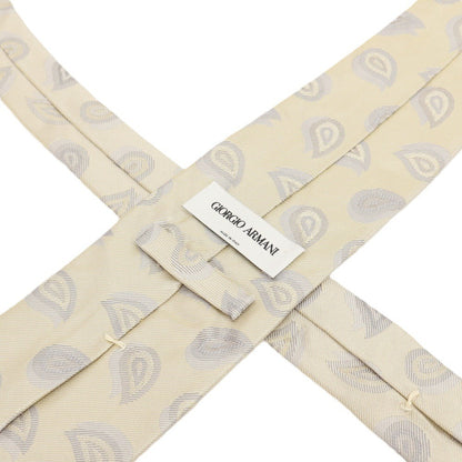【中古】ジョルジオアルマーニ GIORGIO ARMANI シルク ペイズリー柄ネクタイ ベージュxグレー【 状態ランクC 】【 メンズ 】