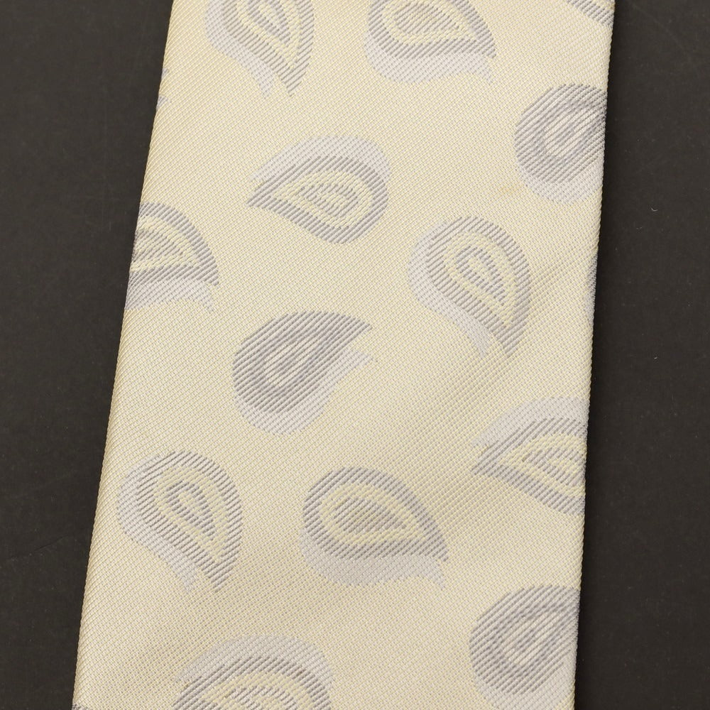 【中古】ジョルジオアルマーニ GIORGIO ARMANI シルク ペイズリー柄ネクタイ ベージュxグレー【 状態ランクC 】【 メンズ 】