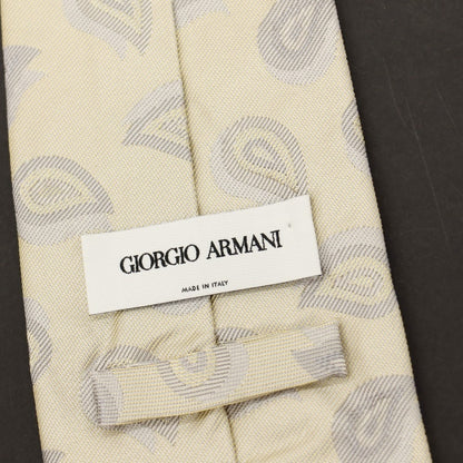 【中古】ジョルジオアルマーニ GIORGIO ARMANI シルク ペイズリー柄ネクタイ ベージュxグレー【 状態ランクC 】【 メンズ 】