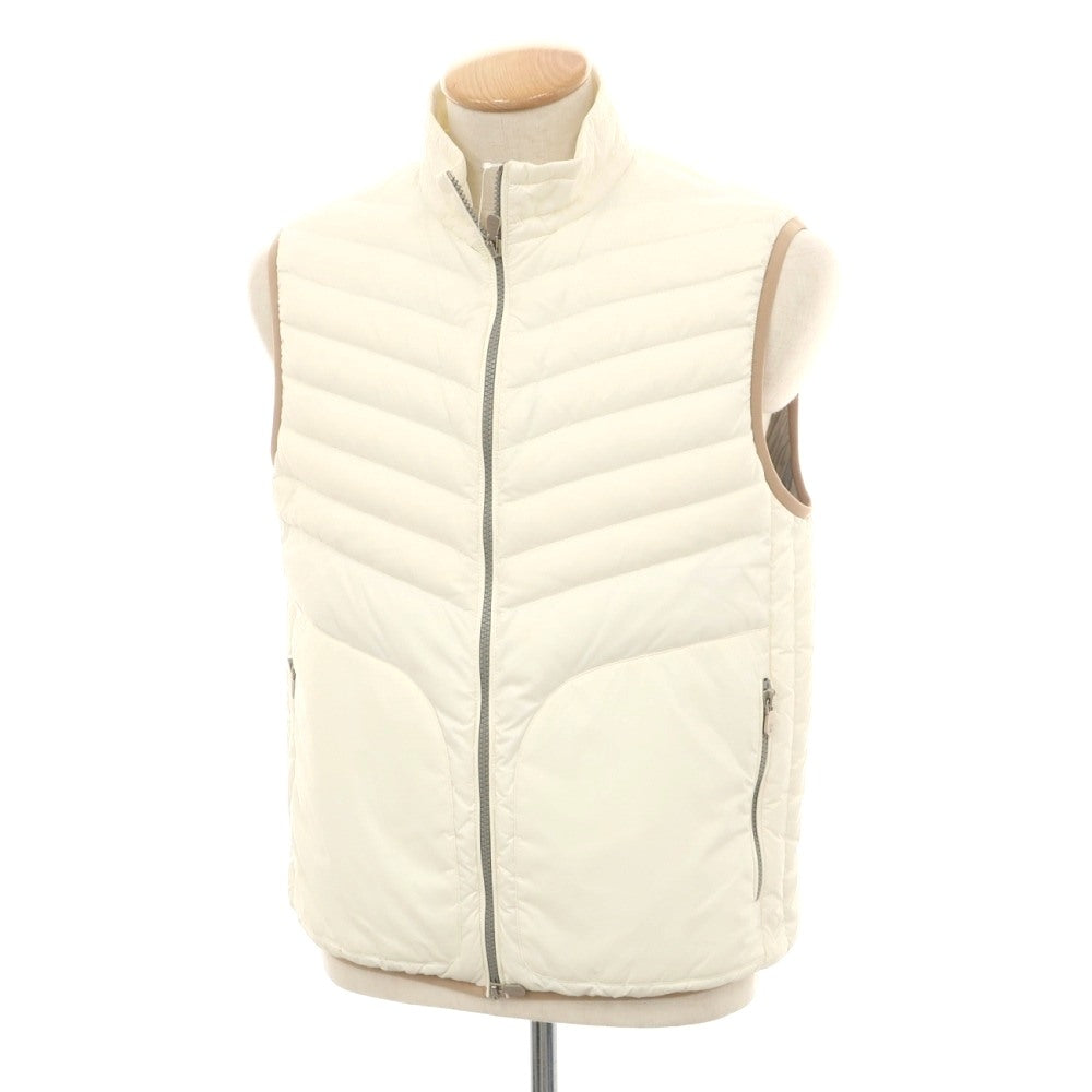 【中古】ブルネロクチネリ Brunello Cucinelli ナイロン スタンドカラー ダブルジップ ダウンベスト アイボリー【サイズS】【 状態ランクB 】【 メンズ 】