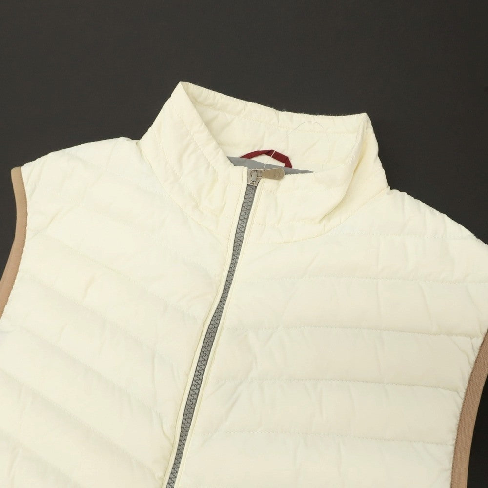 【中古】ブルネロクチネリ Brunello Cucinelli ナイロン スタンドカラー ダブルジップ ダウンベスト アイボリー【サイズS】【 状態ランクB 】【 メンズ 】