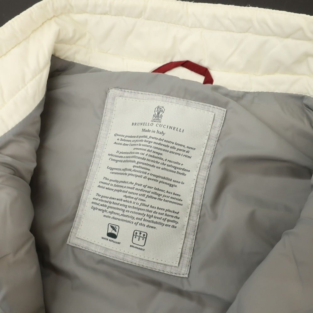 【中古】ブルネロクチネリ Brunello Cucinelli ナイロン スタンドカラー ダブルジップ ダウンベスト アイボリー【サイズS】【 状態ランクB 】【 メンズ 】