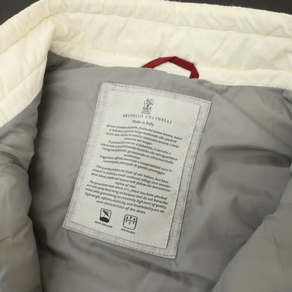 【中古】ブルネロクチネリ Brunello Cucinelli ナイロン スタンドカラー ダブルジップ ダウンベスト アイボリー【サイズS】【 状態ランクB 】【 メンズ 】