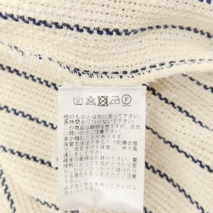 【中古】フィガレ FIGARET × HOTEL DU PALAIS コットン ストライプ オープンカラー 半袖シャツ オフホワイトxネイビー【サイズM】【 状態ランクA 】【 メンズ 】