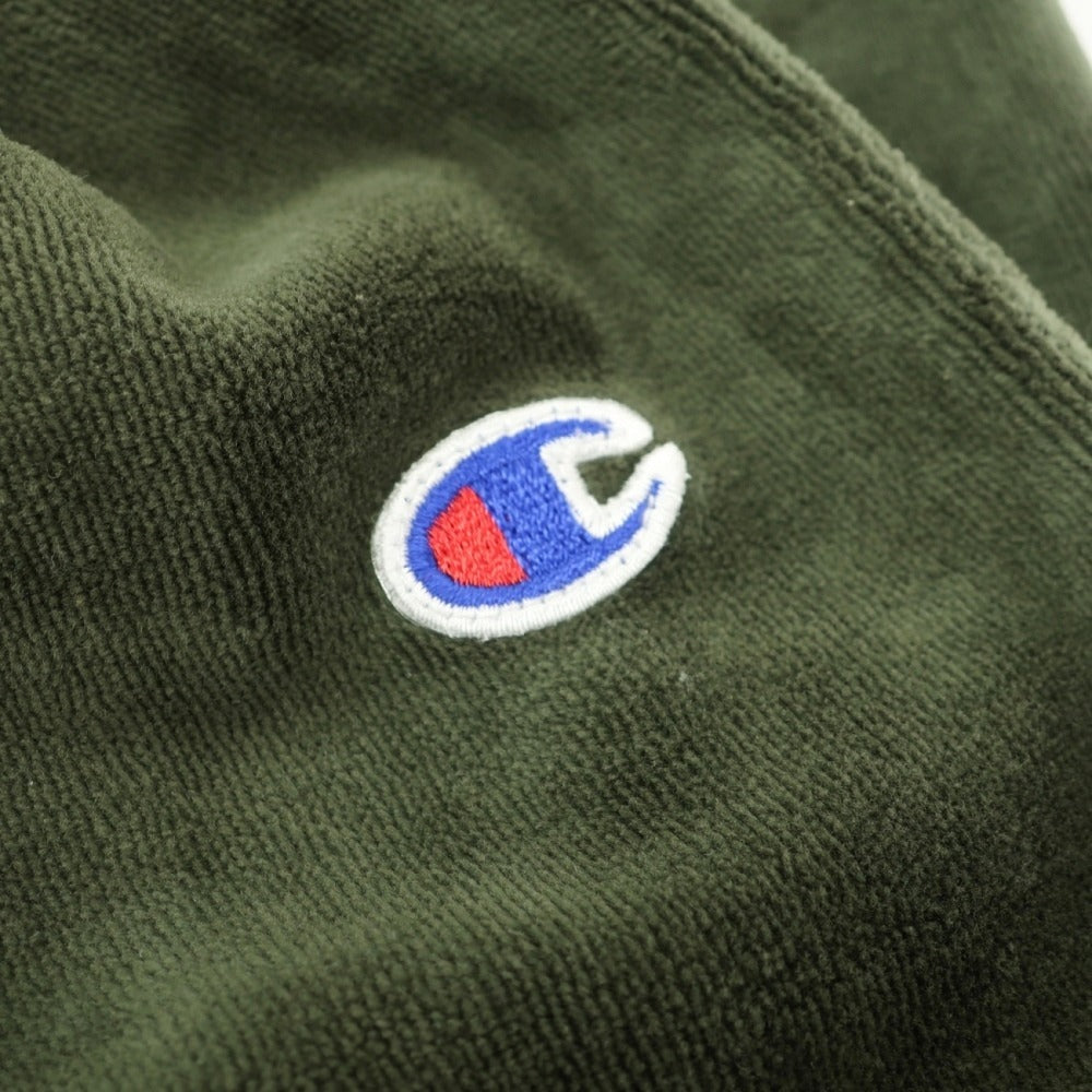 【中古】チャンピオン Champion コットンポリエステル ベロア クルーネック スウェット グリーン【サイズL】【 状態ランクC 】【 メンズ 】