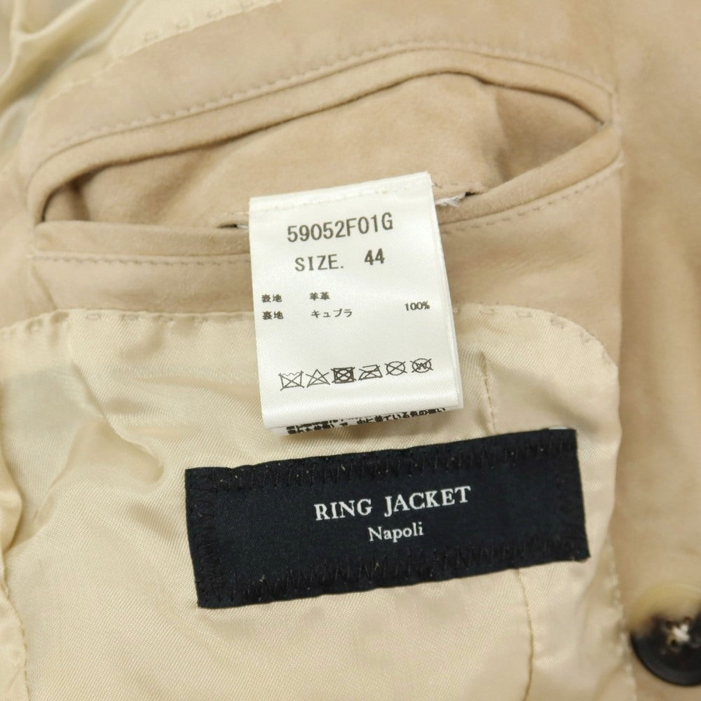 【中古】リングヂャケット RING JACKET 羊革 シープ スエード レザー ダブル4B カジュアルジャケット ベージュ【サイズ44】【 状態ランクC 】【 メンズ 】