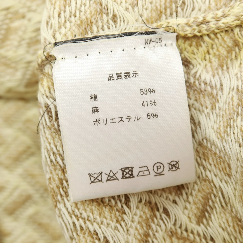 【中古】ドルモア DRUMOHR コットンリネンポリエステル ビスコッティ柄 クルーネック プルオーバーニット オフホワイトxブラウン系【サイズ46】【 状態ランクC 】【 メンズ 】