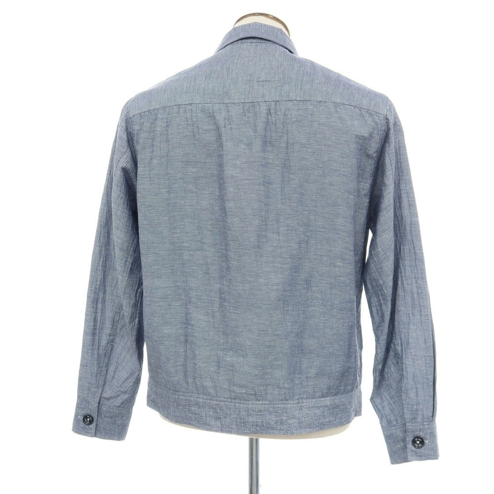 【中古】ジーステージ g-stage リネンコットンポリエステル シワ加工 ワークジャケット ネイビーxホワイト【サイズ50】【 状態ランクB 】【 メンズ 】