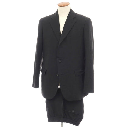 【中古】イッセイミヤケ メン ISSEY MIYAKE MEN シワ加工 リネンウールキュプラ 3つボタンスーツ セットアップ ブラック【サイズ2】【 状態ランクC 】【 メンズ 】