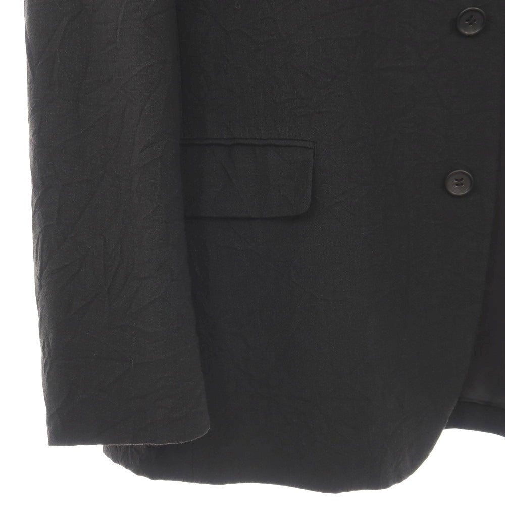 【中古】イッセイミヤケ メン ISSEY MIYAKE MEN シワ加工 リネンウールキュプラ 3つボタンスーツ セットアップ ブラック【サイズ2】【 状態ランクC 】【 メンズ 】