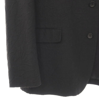 【中古】イッセイミヤケ メン ISSEY MIYAKE MEN シワ加工 リネンウールキュプラ 3つボタンスーツ セットアップ ブラック【サイズ2】【 状態ランクC 】【 メンズ 】