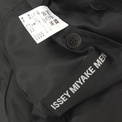 【中古】イッセイミヤケ メン ISSEY MIYAKE MEN シワ加工 リネンウールキュプラ 3つボタンスーツ セットアップ ブラック【サイズ2】【 状態ランクC 】【 メンズ 】