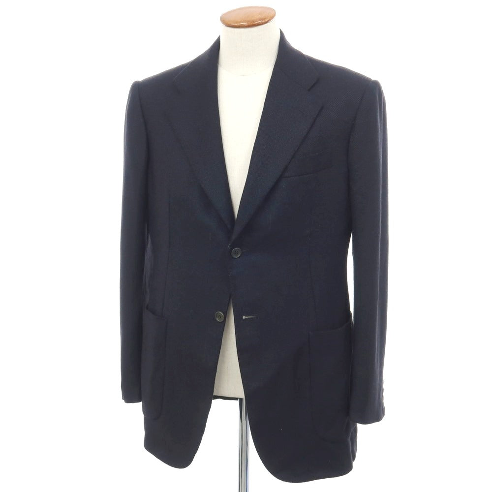 【中古】キートン Kiton カシミヤ 2つボタン テーラードジャケット ネイビー【サイズ48 DropR7】【 状態ランクC 】【 メンズ 】
