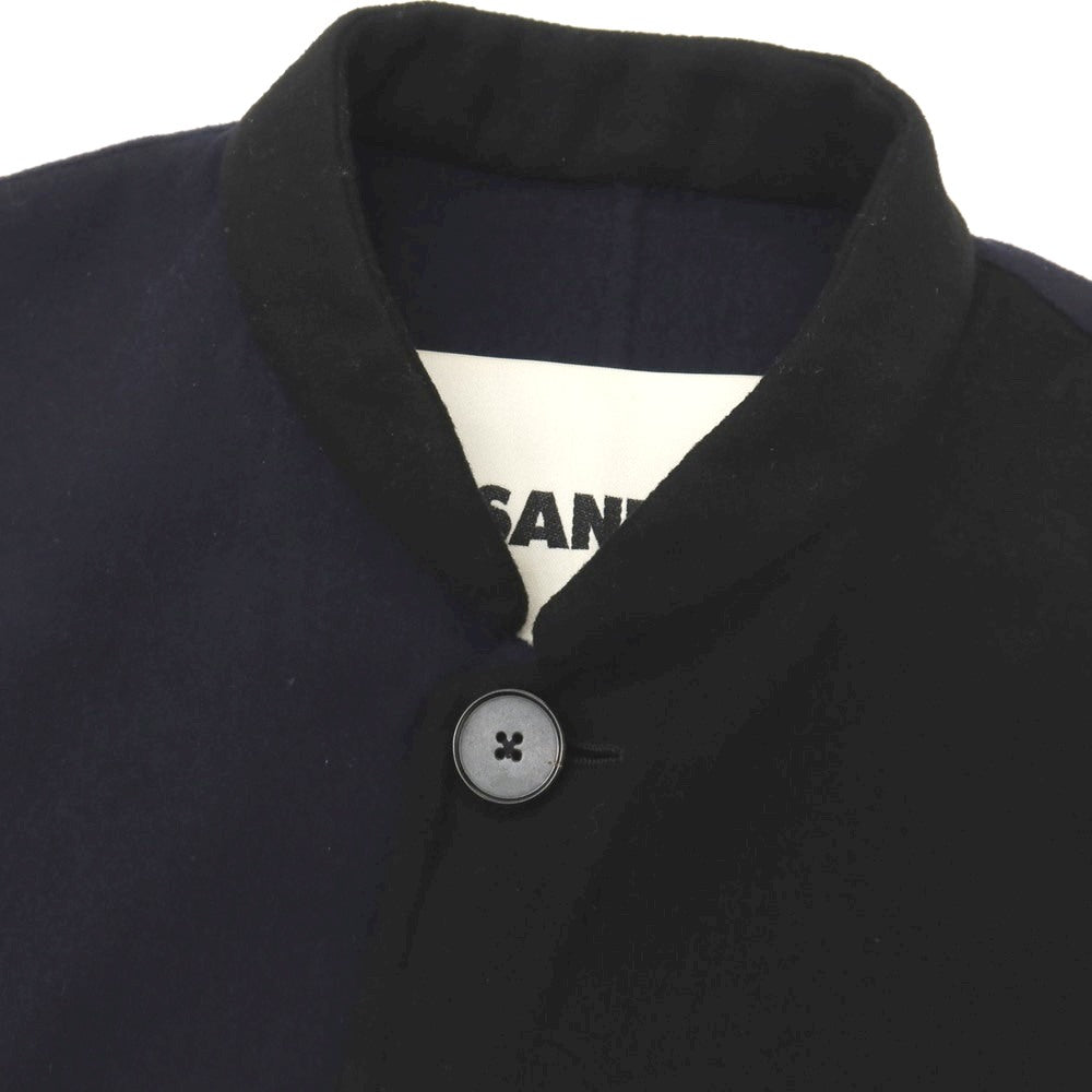 【中古】ジルサンダー JIL SANDER カシミヤ バイカラー カジュアルジャケット ネイビーxブラック【サイズ46】【 状態ランクB 】【 メンズ 】