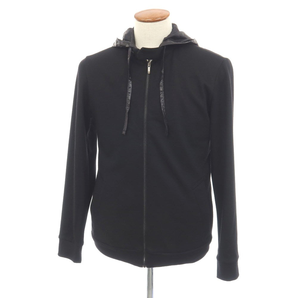 【中古】ウーヨンミ WOOYOUNGMI ウール ジャージー 異素材ドッキング レイヤードデザイン フーデッドブルゾン ブラック【サイズ48】【 状態ランクC 】【 メンズ 】