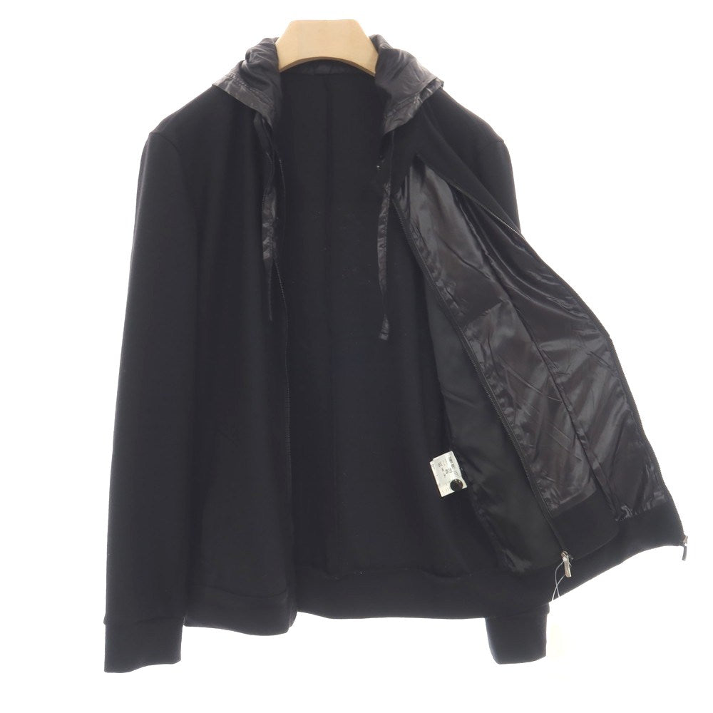 【中古】ウーヨンミ WOOYOUNGMI ウール ジャージー 異素材ドッキング レイヤードデザイン フーデッドブルゾン ブラック【サイズ48】【 状態ランクC 】【 メンズ 】