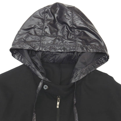【中古】ウーヨンミ WOOYOUNGMI ウール ジャージー 異素材ドッキング レイヤードデザイン フーデッドブルゾン ブラック【サイズ48】【 状態ランクC 】【 メンズ 】