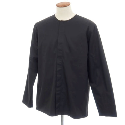 【中古】ジルサンダー JIL SANDER コットン 比翼仕立て ノーカラー カジュアルシャツ ブラック【サイズ39】【 状態ランクB 】【 メンズ 】