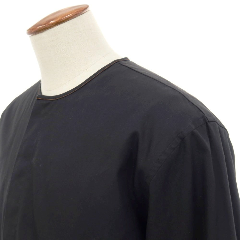 【中古】ジルサンダー JIL SANDER コットン 比翼仕立て ノーカラー カジュアルシャツ ブラック【サイズ39】【 状態ランクB 】【 メンズ 】