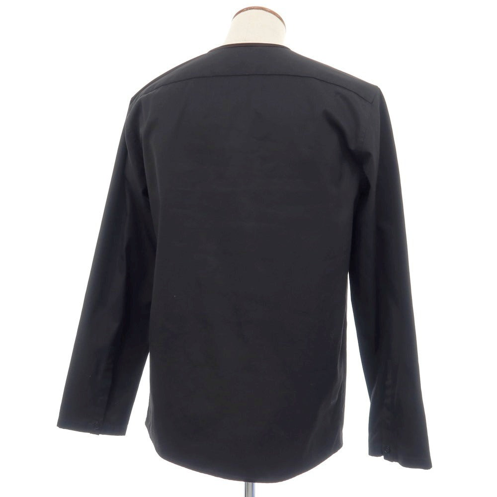 【中古】ジルサンダー JIL SANDER コットン 比翼仕立て ノーカラー カジュアルシャツ ブラック【サイズ39】【 状態ランクB 】【 メンズ 】