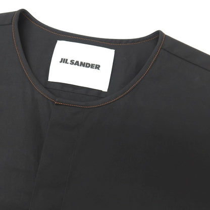【中古】ジルサンダー JIL SANDER コットン 比翼仕立て ノーカラー カジュアルシャツ ブラック【サイズ39】【 状態ランクB 】【 メンズ 】