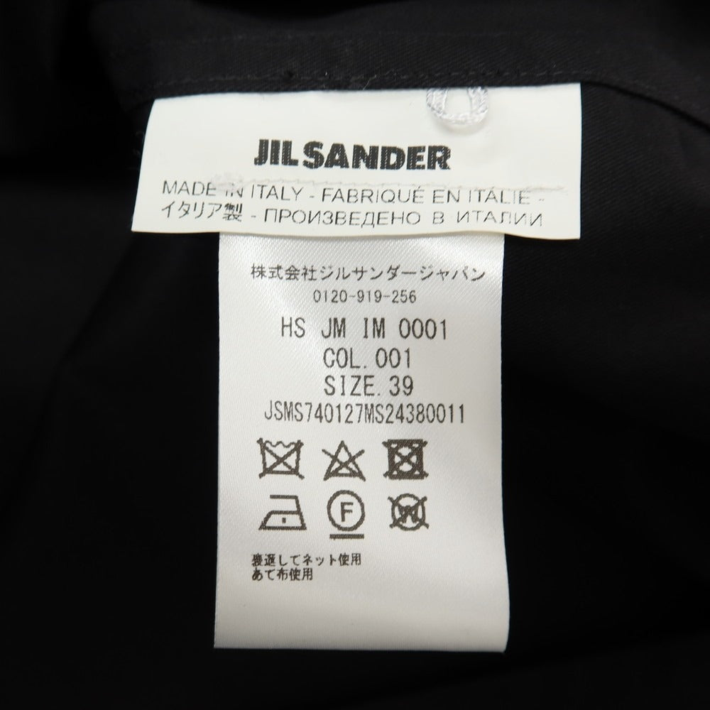 【中古】ジルサンダー JIL SANDER コットン 比翼仕立て ノーカラー カジュアルシャツ ブラック【サイズ39】【 状態ランクB 】【 メンズ 】
