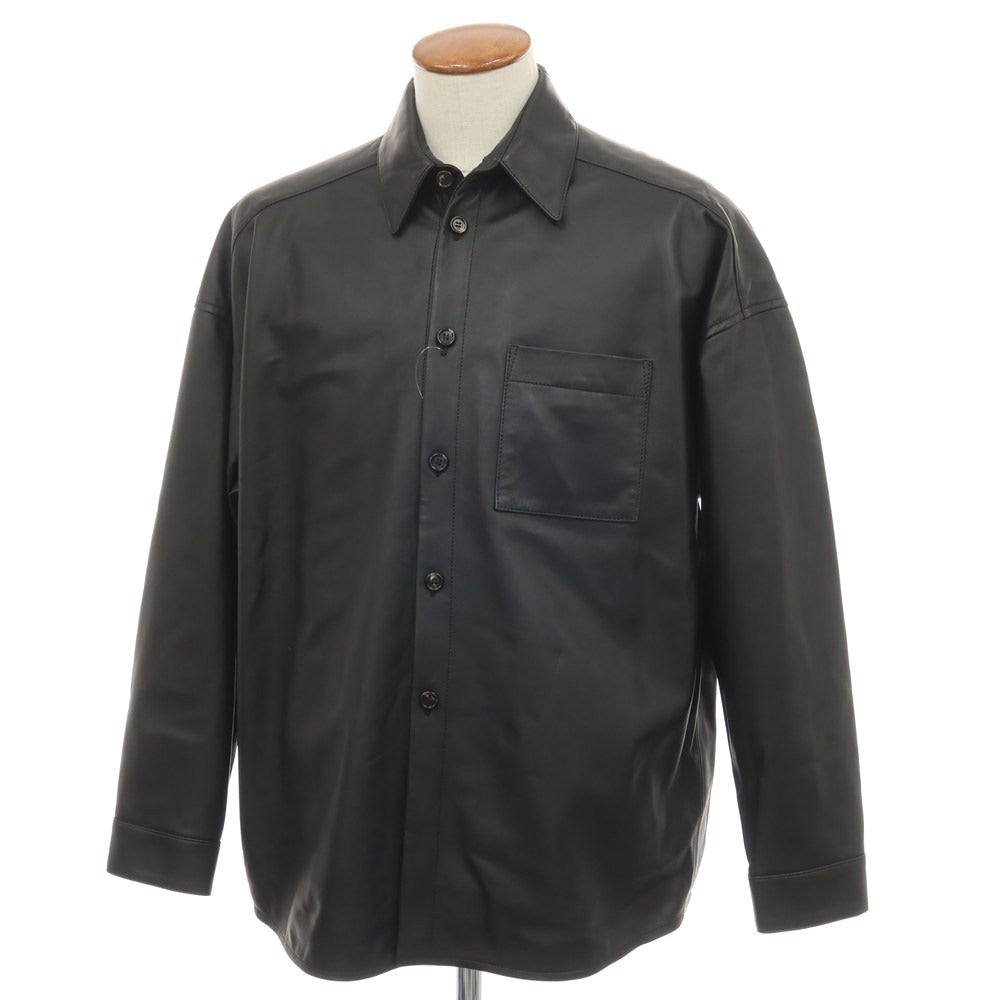 【中古】マルニ MARNI シープレザー レギュラーカラー カジュアルシャツ ブラック【サイズ48】【 状態ランクB 】【 メンズ 】