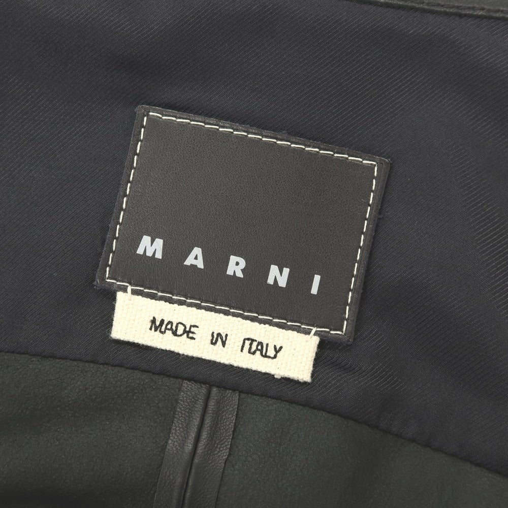 【中古】マルニ MARNI シープレザー レギュラーカラー カジュアルシャツ ブラック【サイズ48】【 状態ランクB 】【 メンズ 】