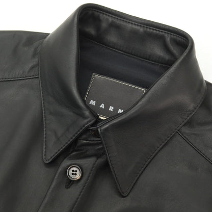 【中古】マルニ MARNI シープレザー レギュラーカラー カジュアルシャツ ブラック【サイズ48】【 状態ランクB 】【 メンズ 】