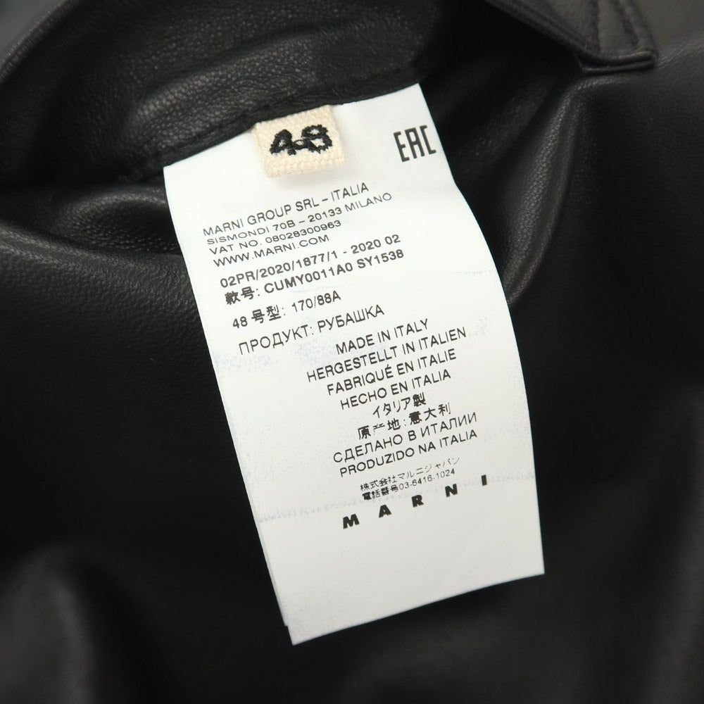 【中古】マルニ MARNI シープレザー レギュラーカラー カジュアルシャツ ブラック【サイズ48】【 状態ランクB 】【 メンズ 】