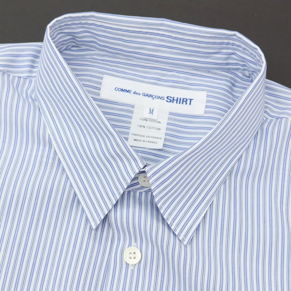 【中古】コムデギャルソンシャツ COMME des GARCONS SHIRT コットン ストライプ レギュラーカラー ドレスシャツ ブルーxホワイト【サイズM】【 状態ランクA 】【 メンズ 】