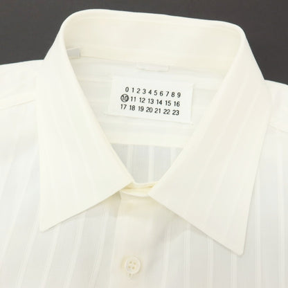 【中古】マルタンマルジェラテン Martin Margiela 10 コットン ストライプ レギュラーカラー ドレスシャツ ホワイト【サイズ2】【 状態ランクB 】【 メンズ 】