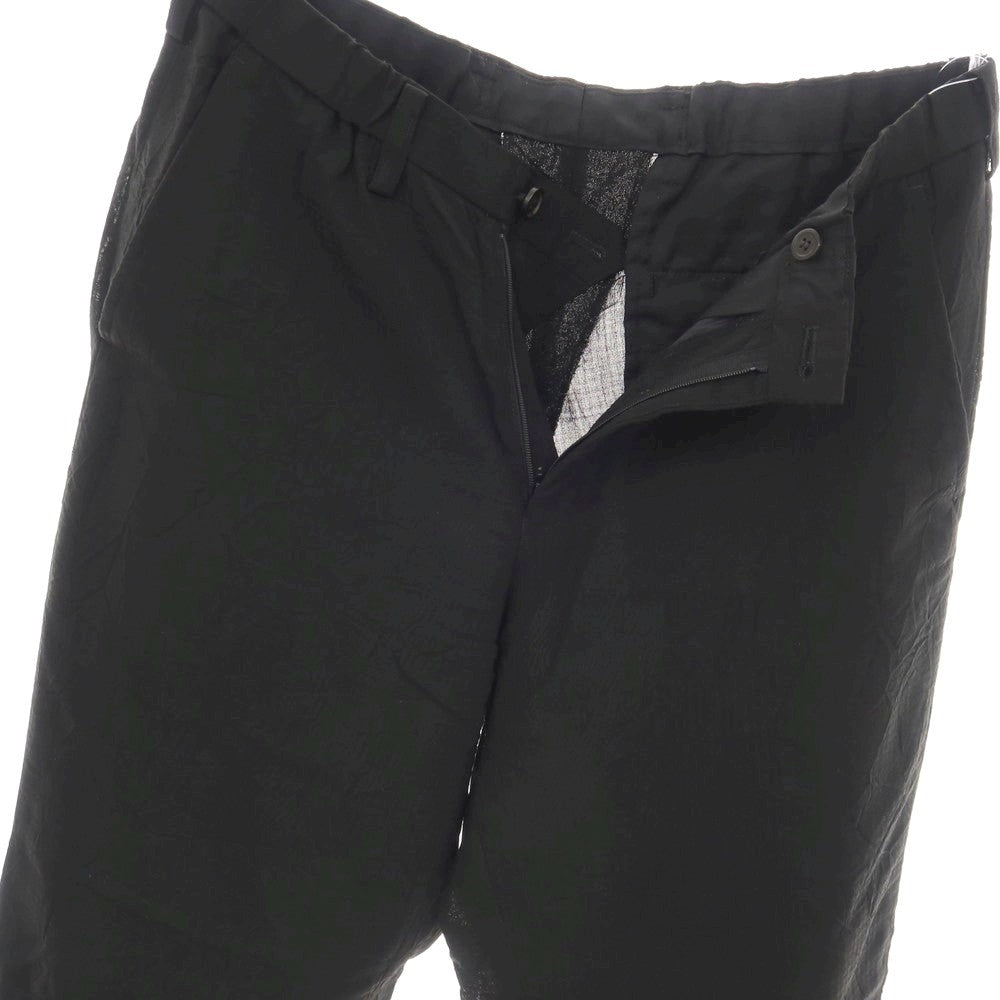 【中古】イッセイミヤケ メン ISSEY MIYAKE MEN シワ加工 ウールキュプラ チェック イージーカジュアルスラックスパンツ ブラック【サイズ1】【 状態ランクB 】【 メンズ 】
