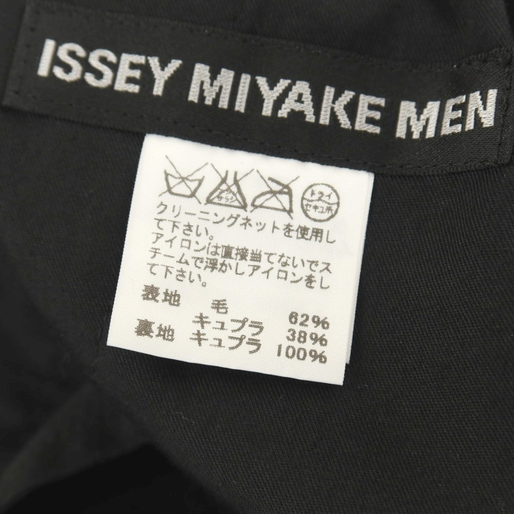 【中古】イッセイミヤケ メン ISSEY MIYAKE MEN シワ加工 ウールキュプラ チェック イージーカジュアルスラックスパンツ ブラック【サイズ1】【 状態ランクB 】【 メンズ 】