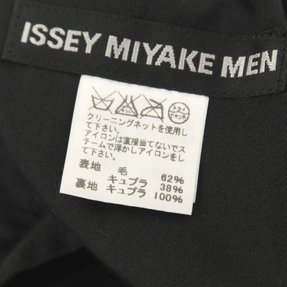 【中古】イッセイミヤケ メン ISSEY MIYAKE MEN シワ加工 ウールキュプラ チェック イージーカジュアルスラックスパンツ ブラック【サイズ1】【 状態ランクB 】【 メンズ 】